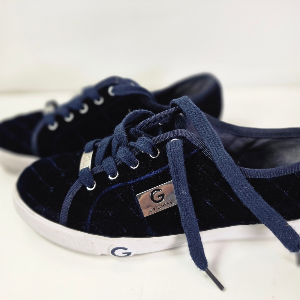 G by GUESS Backer Womens‎ Navy Blue Velvet Quilted Fashion Sneakers Shoes Sz 8 M